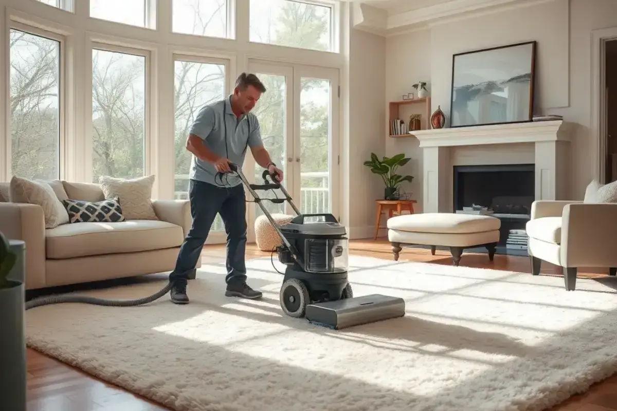 Professional carpet cleaning in action